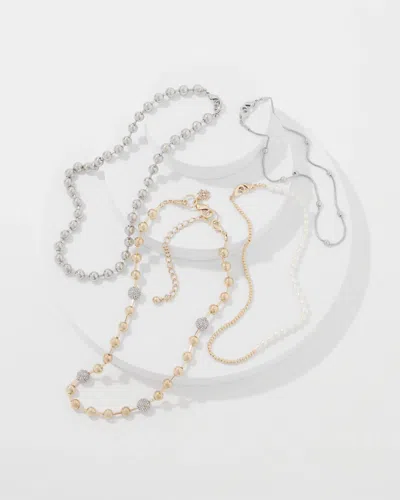 White House Black Market Mixed Metal + Glass Pearl Convertible Necklace |