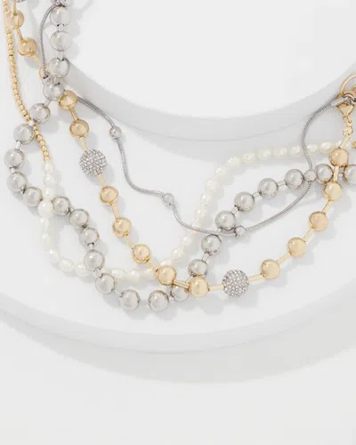 White House Black Market Mixed Metal + Glass Pearl Convertible Necklace |