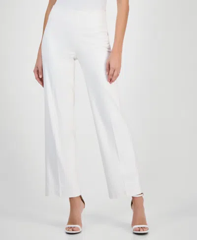 Anne Klein Women's High-rise Pull-on Wide-leg Pants In White