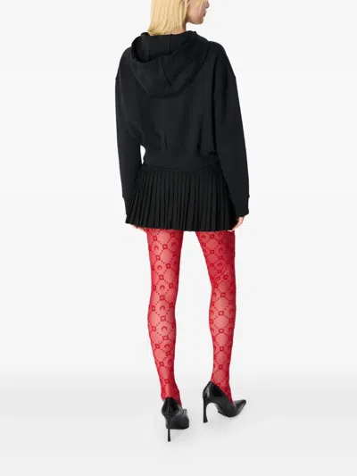 Marine Serre Moonogram Mesh Flock Tights In Red