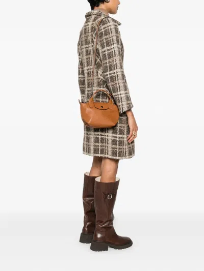 Longchamp Extra Small Le Pliage Xtra Leather Top Handle Bag In Brown