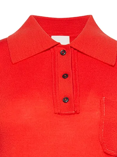 Calvin Klein Button Chest-pocket Polo Top In Red