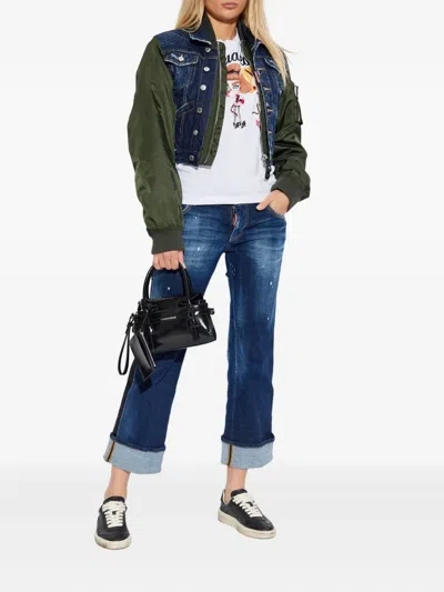 Dsquared2 Denim-panelled Bomber Jacket In Green