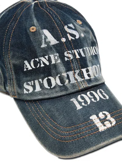 Acne Studios Logo-print Baseball Cap In Blue