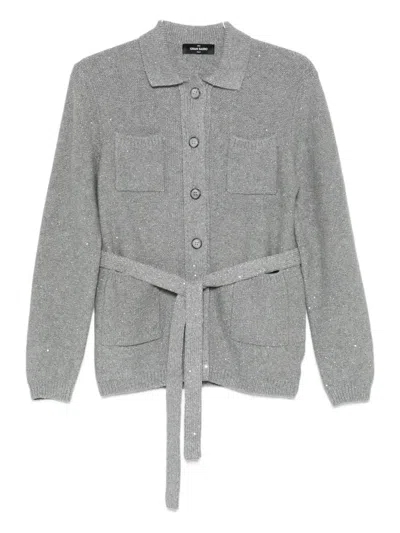 Gran Sasso Button-fastening Belted Cardigan In Gray