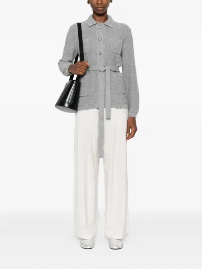Gran Sasso Button-fastening Belted Cardigan In Gray