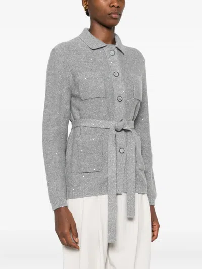 Gran Sasso Button-fastening Belted Cardigan In Gray