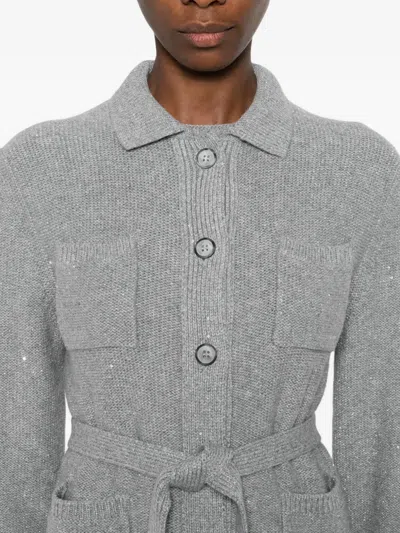 Gran Sasso Button-fastening Belted Cardigan In Gray