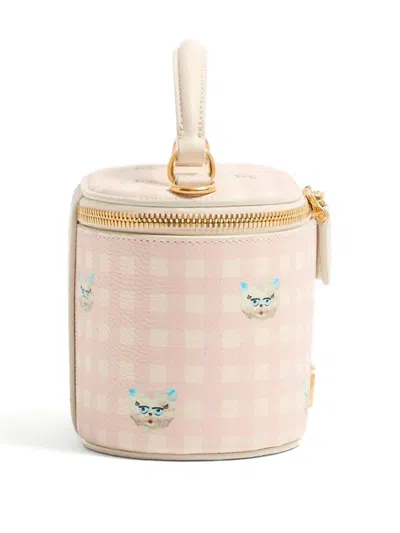 Valentino Garavani Vlogo Signature Mini Vanity Bag In Le Chat De La Maison Grainy Calfskin Woman Pin In Neutral