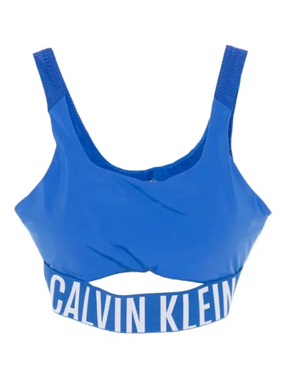Calvin Klein Logo Sports Top In Blue