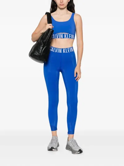 Calvin Klein Logo Sports Top In Blue