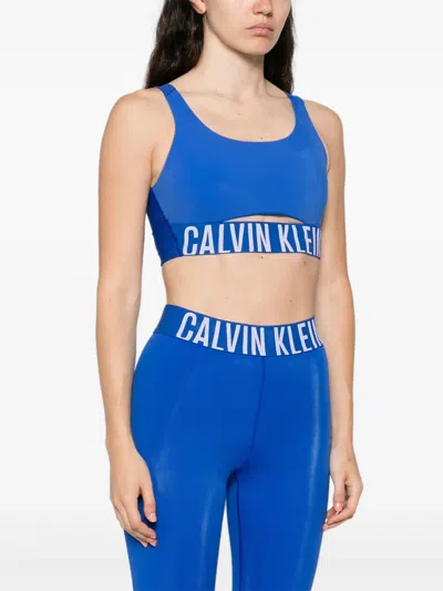 Calvin Klein Logo Sports Top In Blue
