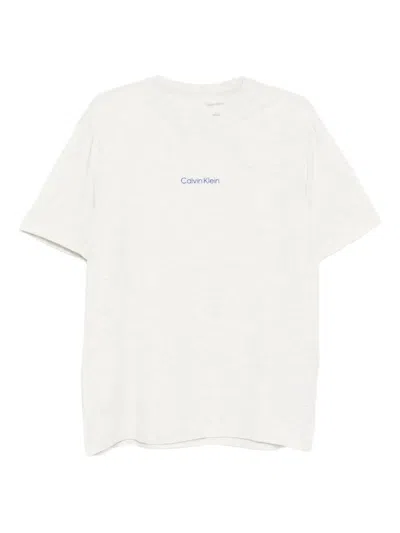 Calvin Klein Logo-print Crew-neck T-shirt In White