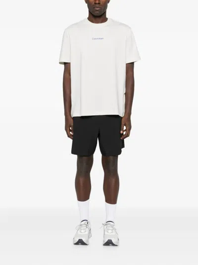 Calvin Klein Logo-print Crew-neck T-shirt In White