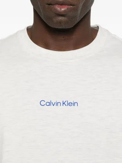 Calvin Klein Logo-print Crew-neck T-shirt In White