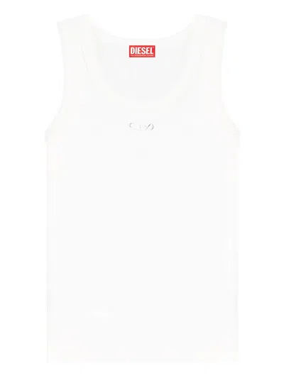 Diesel M-onervax Ribbed-knit Turtleneck Top In White