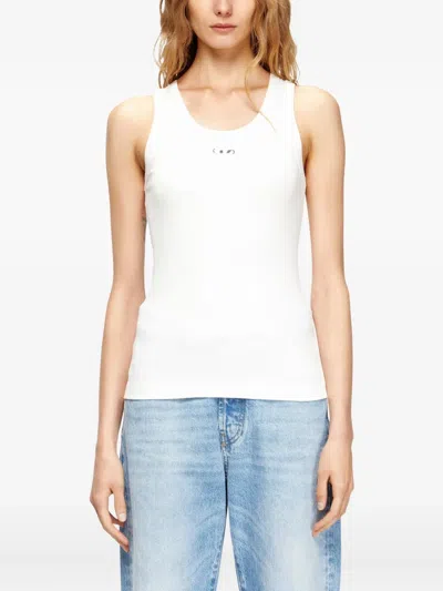 Diesel M-onervax Ribbed-knit Turtleneck Top In White