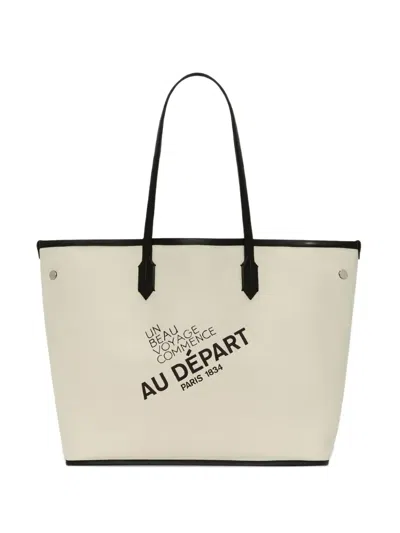 Au Depart Geometric-print Tote Bag In Black