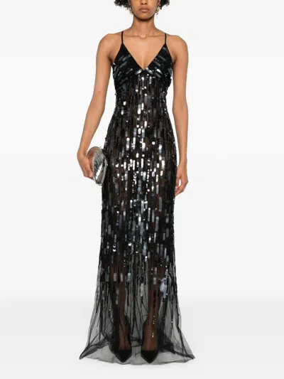 Elisabetta Franchi Sequin-embellishment Maxi Dress In Black