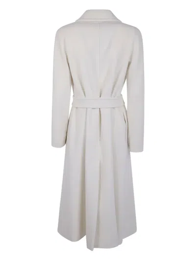 Max Mara Belted Wool Coat In White