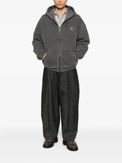 Carhartt Hooded Vista Quilted Sweat Jacket In Gray