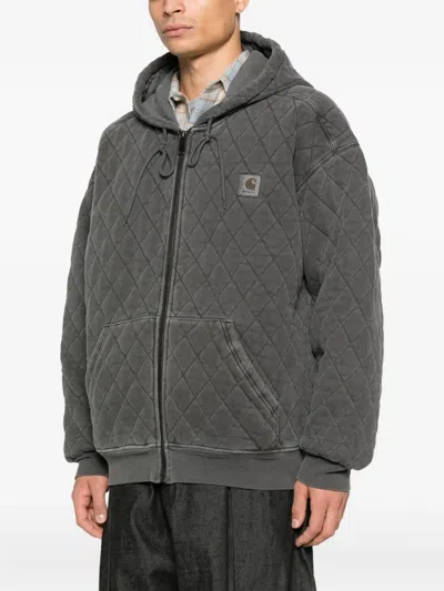 Carhartt Hooded Vista Quilted Sweat Jacket In Gray