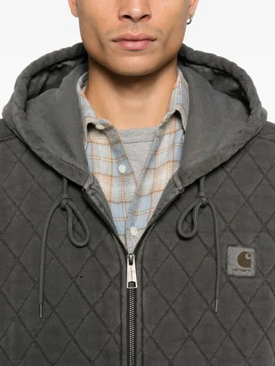 Carhartt Hooded Vista Quilted Sweat Jacket In Gray