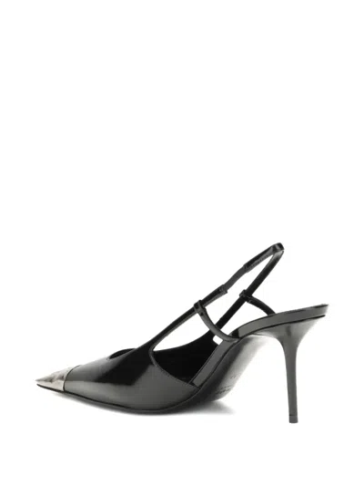 Saint Laurent Jeanne Embellished Glossed-leather Slingback Pumps In Black
