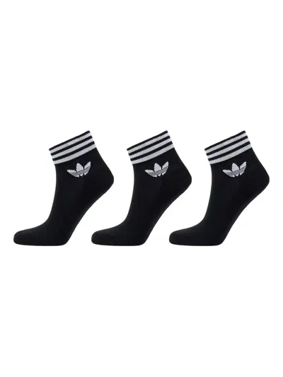 Adidas Originals Striped Ankle Socks Pack (pack Of Three) In Black