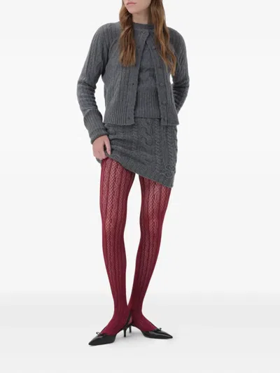 Blumarine Cable-stitch Crew-neck Sweater In Gray