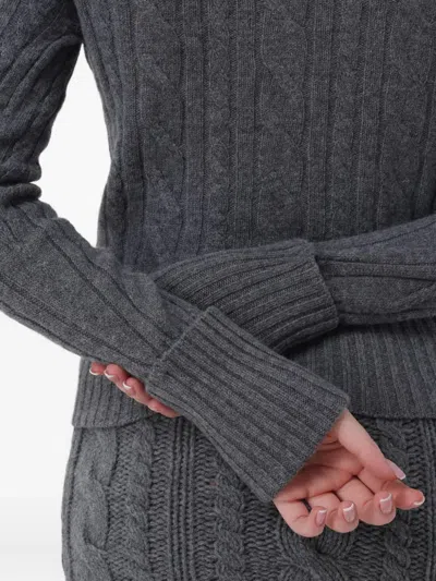 Blumarine Cable-stitch Crew-neck Sweater In Gray