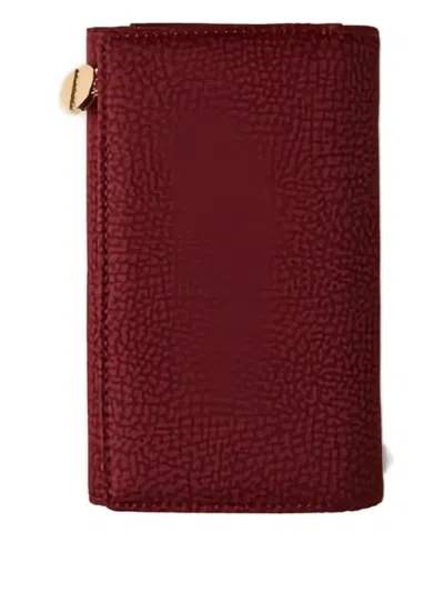 Borbonese Medium Flap Wallet In Burgundy