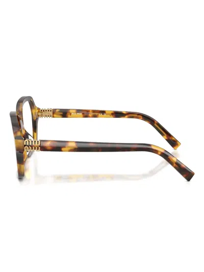 Miu Miu Tortoiseshell-pattern Square-frame Glasses In Brown