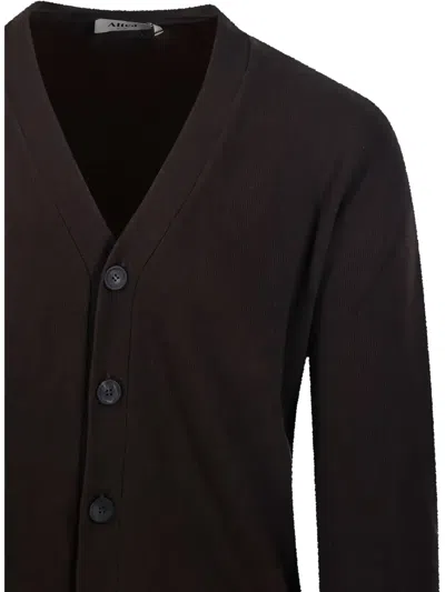Altea Button-up V-neck Cardigan In Brown