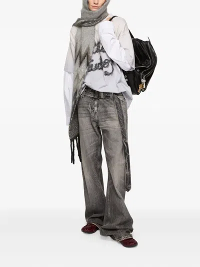 Acne Studios Fringed Scarf In Gray