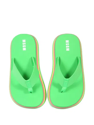 Msgm Striped Slides In Multi