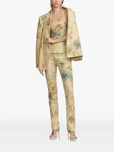 Ralph Lauren Floral-pattern Strapless Top In Neutral
