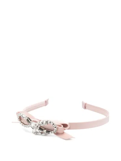Jimmy Choo Crystal-bow Headband In Pink