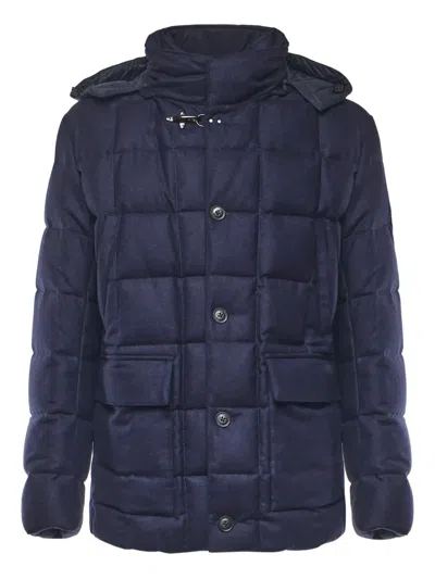 Fay Buttoned Quilted Jacket In Blue