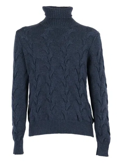 Filippo De Laurentiis Cable-knit Roll-neck Sweater In Blue