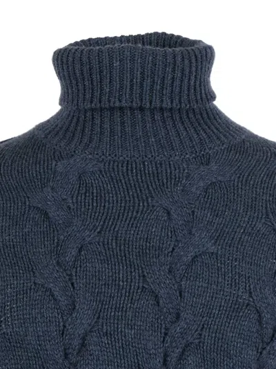 Filippo De Laurentiis Cable-knit Roll-neck Sweater In Blue