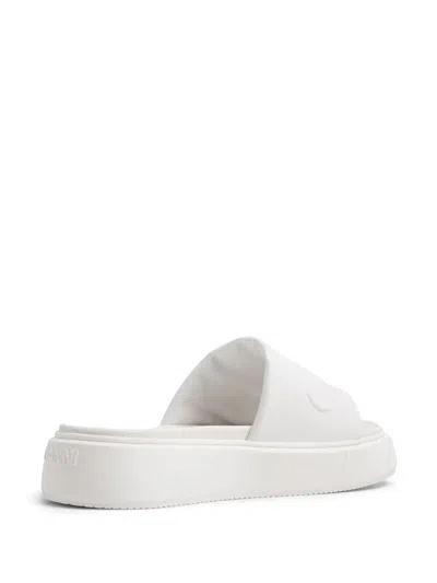 Ganni Vegea™ Logo-embossed Slides In White