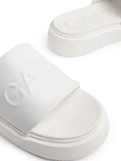 Ganni Vegea™ Logo-embossed Slides In White