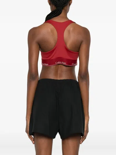 Calvin Klein Logo-band Sports Bra In Red