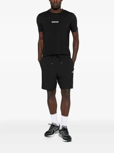 Calvin Klein Mesh-panel T-shirt In Black