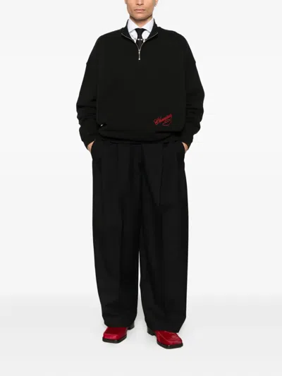 Willy Chavarria Black Bravo Quarter Zip Jacket In Black