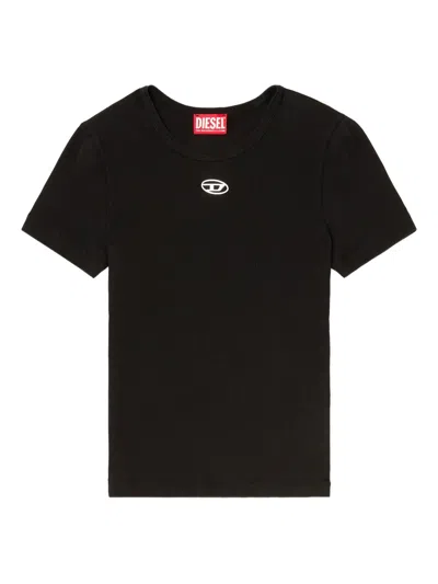 Diesel T-uncutieslong-od Metallic Oval D T-shirt In Black