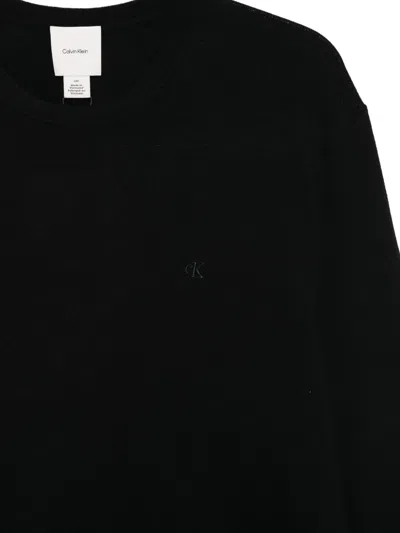 Calvin Klein Logo-embroidered Jumper In Black