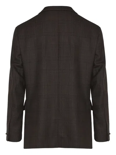 Brioni Check Buckle Jacket In Brown
