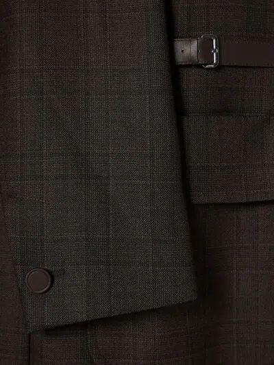 Brioni Check Buckle Jacket In Brown
